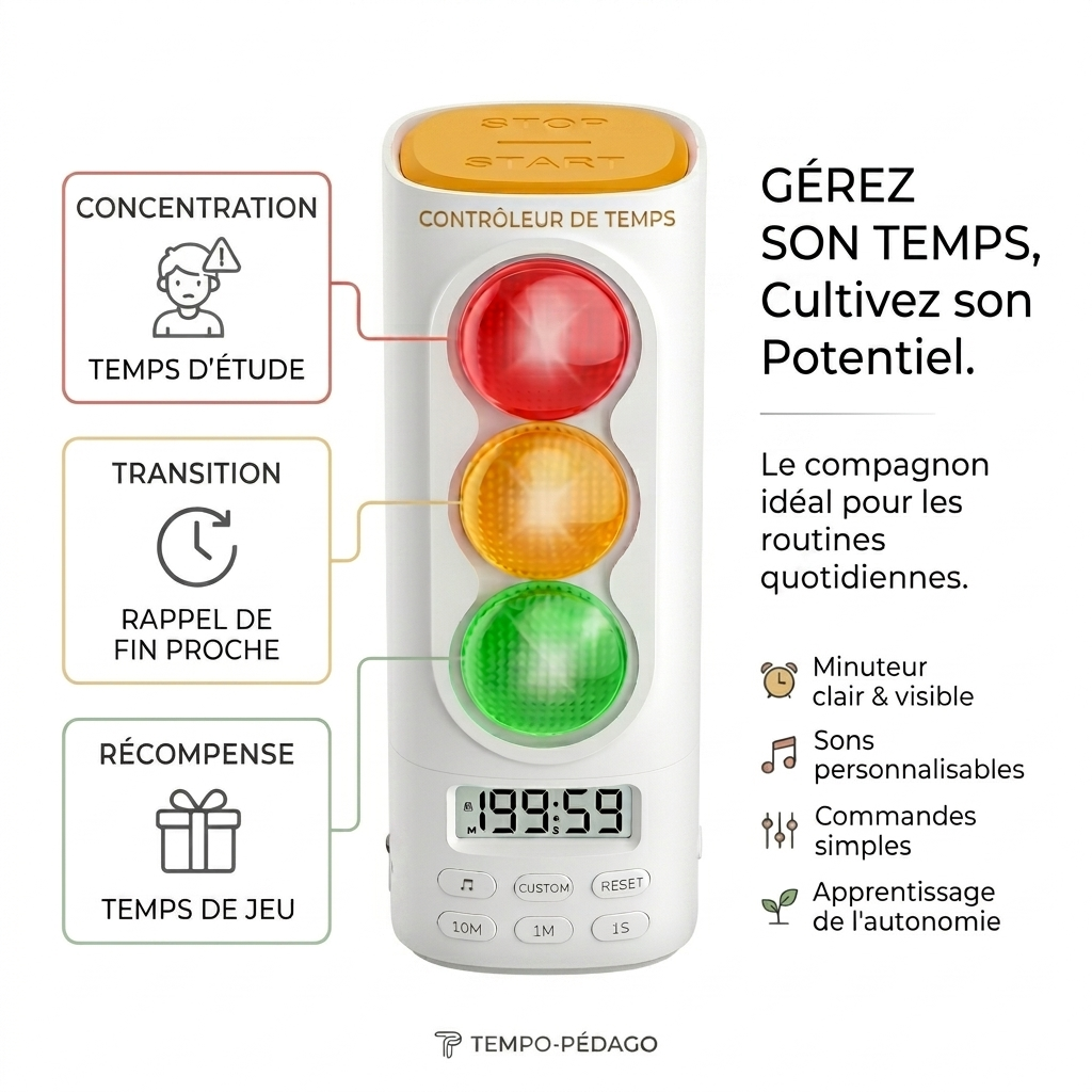 🚦 Feu de circulation – Timer numérique pour enfants